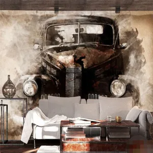 Custom Wallpaper Mural Nostalgic Retro Tattered Car Classic (㎡)