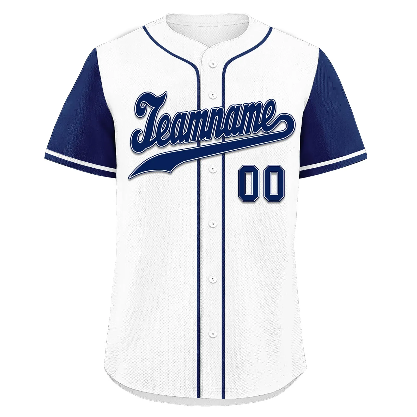 Custom White Blue Raglan Sleeves Personalized Authentic Baseball Jersey BSBJ01-D020200-5