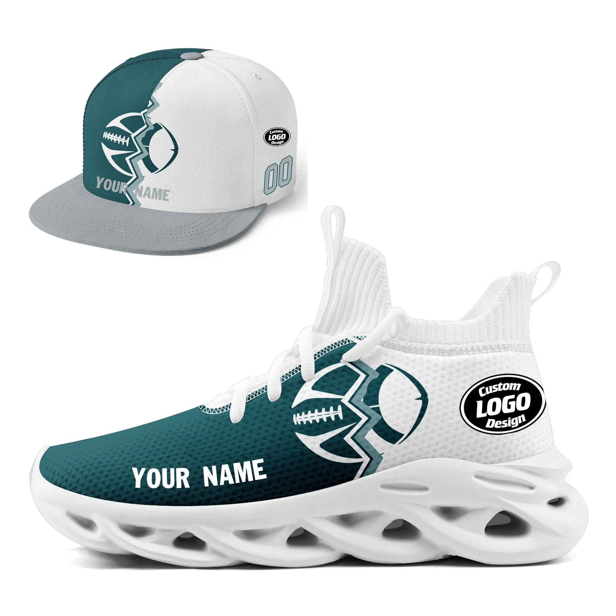 Custom White Green Pennsylvania MaxSoul Shoes and Hat Combo Offer Personalized Combo ZH-D028017-12