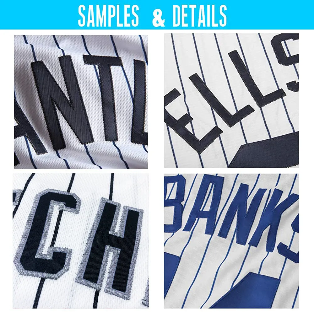 Custom White Light Blue Pinstripe Light Blue-Red Authentic Baseball Jersey