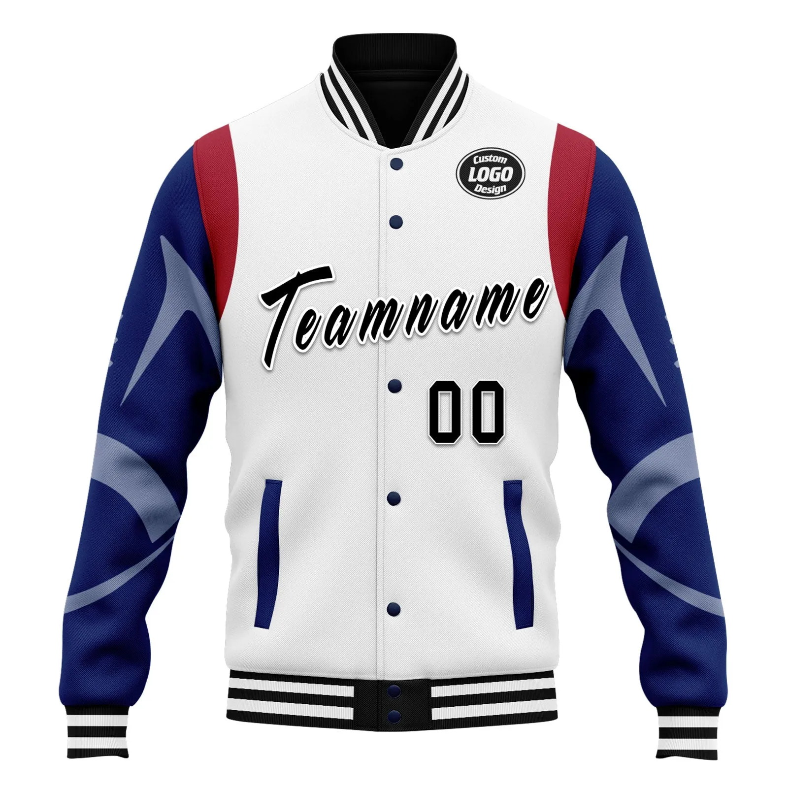 Custom White New York Jacket Bomber Full-Snap Varsity Letterman Personalized Jacket FZ005-D025004-20