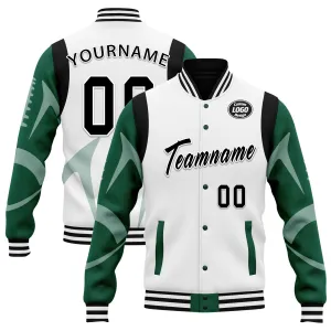 Custom White New York Jacket Bomber Full-Snap Varsity Letterman Personalized Jacket FZ005-D025004-30