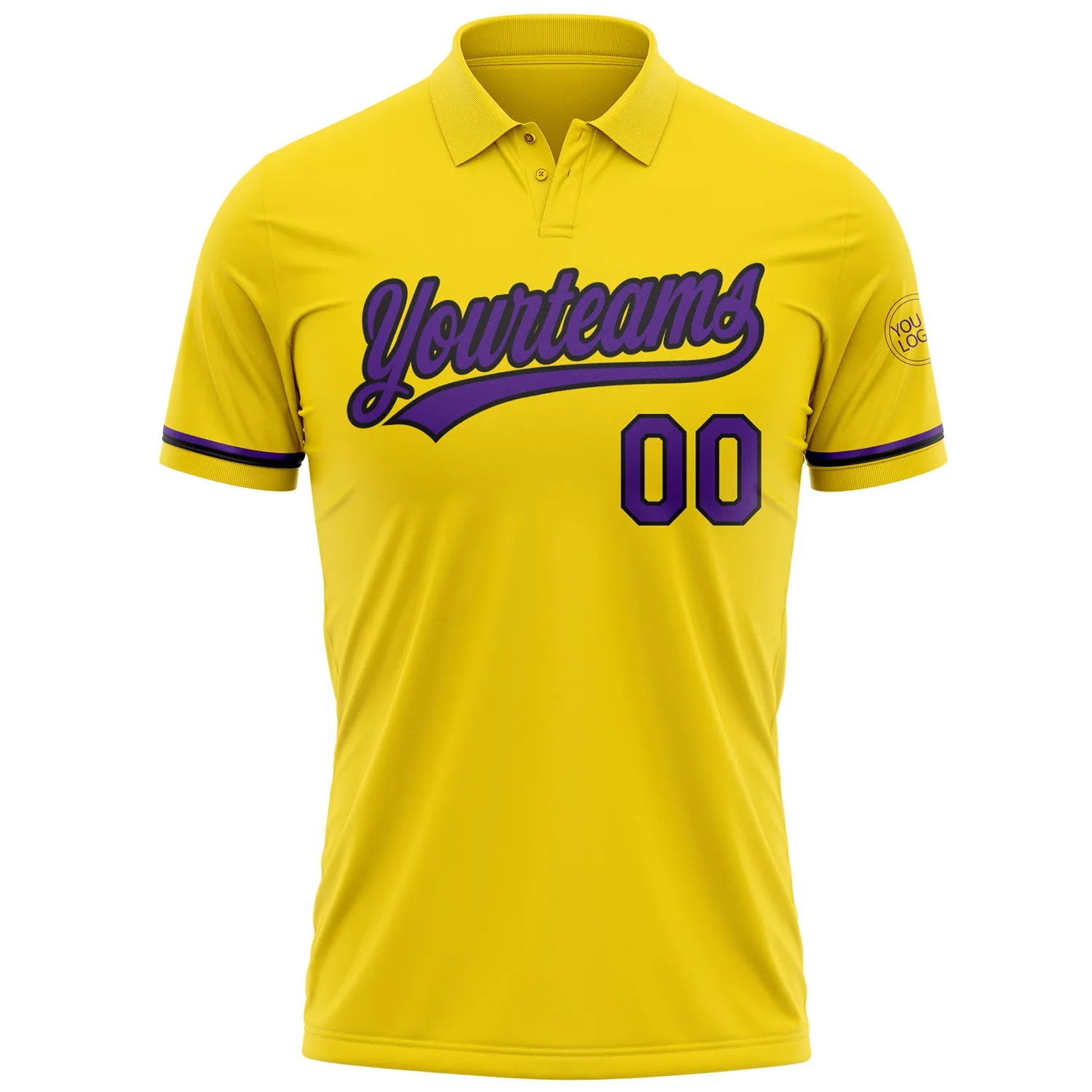 Custom Yellow Purple-Black Performance Vapor Golf Polo Shirt