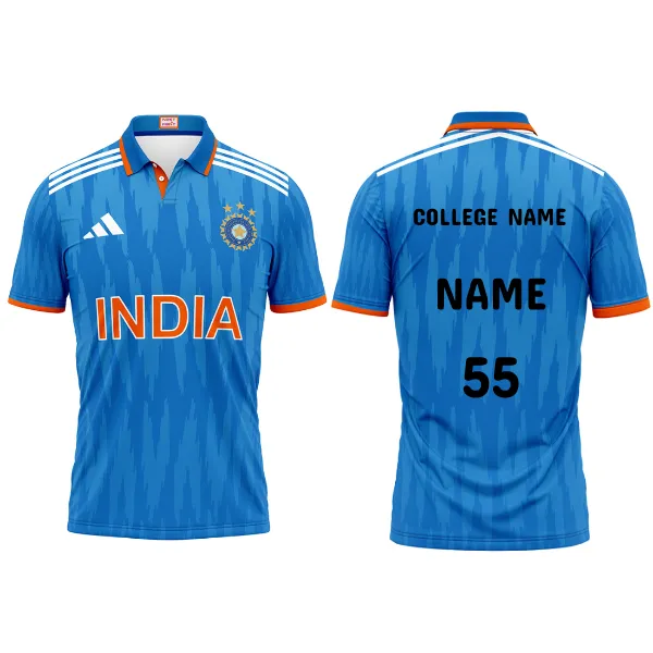 Customised India Cricket ODI Jersey With Name,College Name and Number Printed.