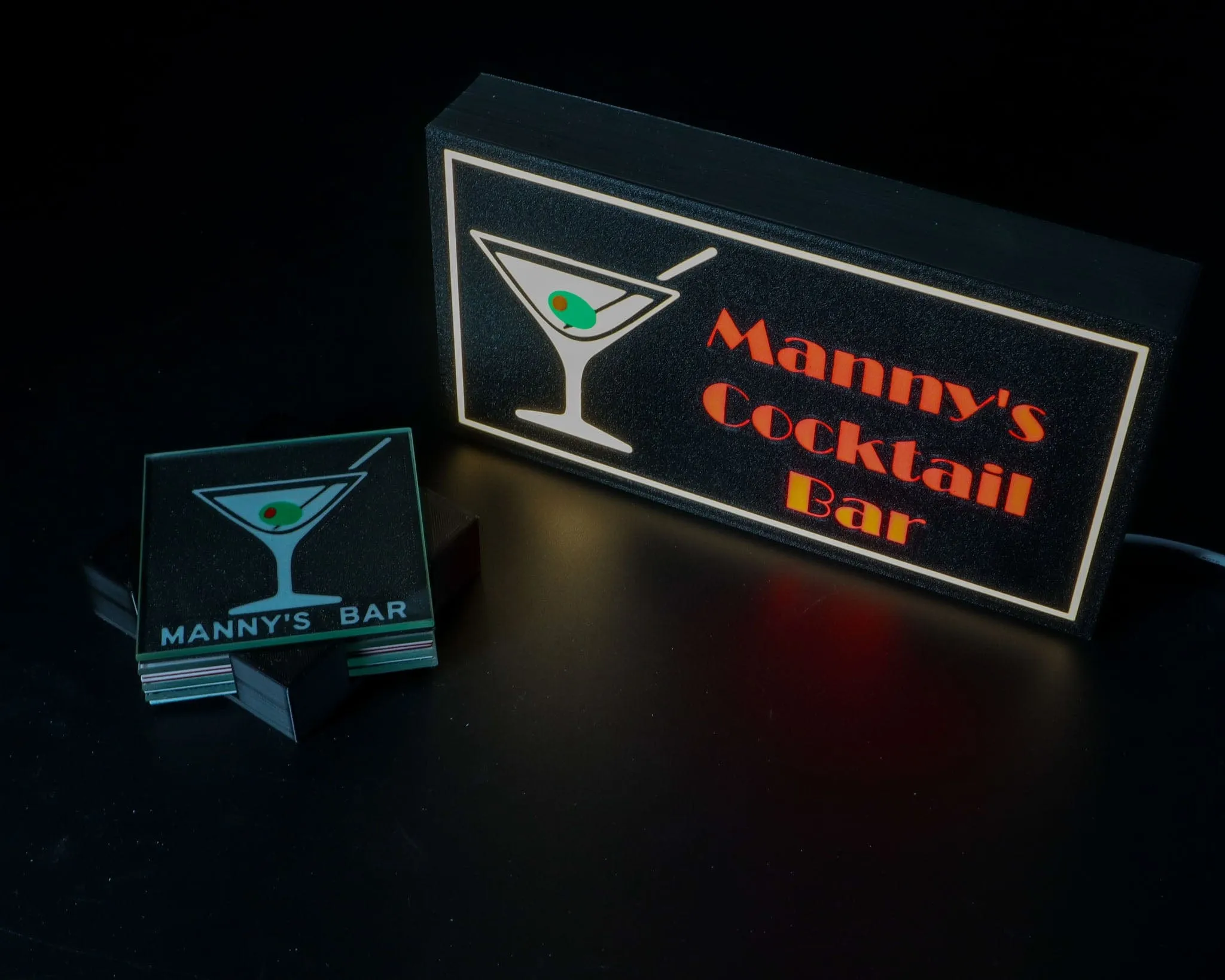 Customizable Iconic Martini Lightbox: Elevate Your Bar Experience with LightAndTimeArt!