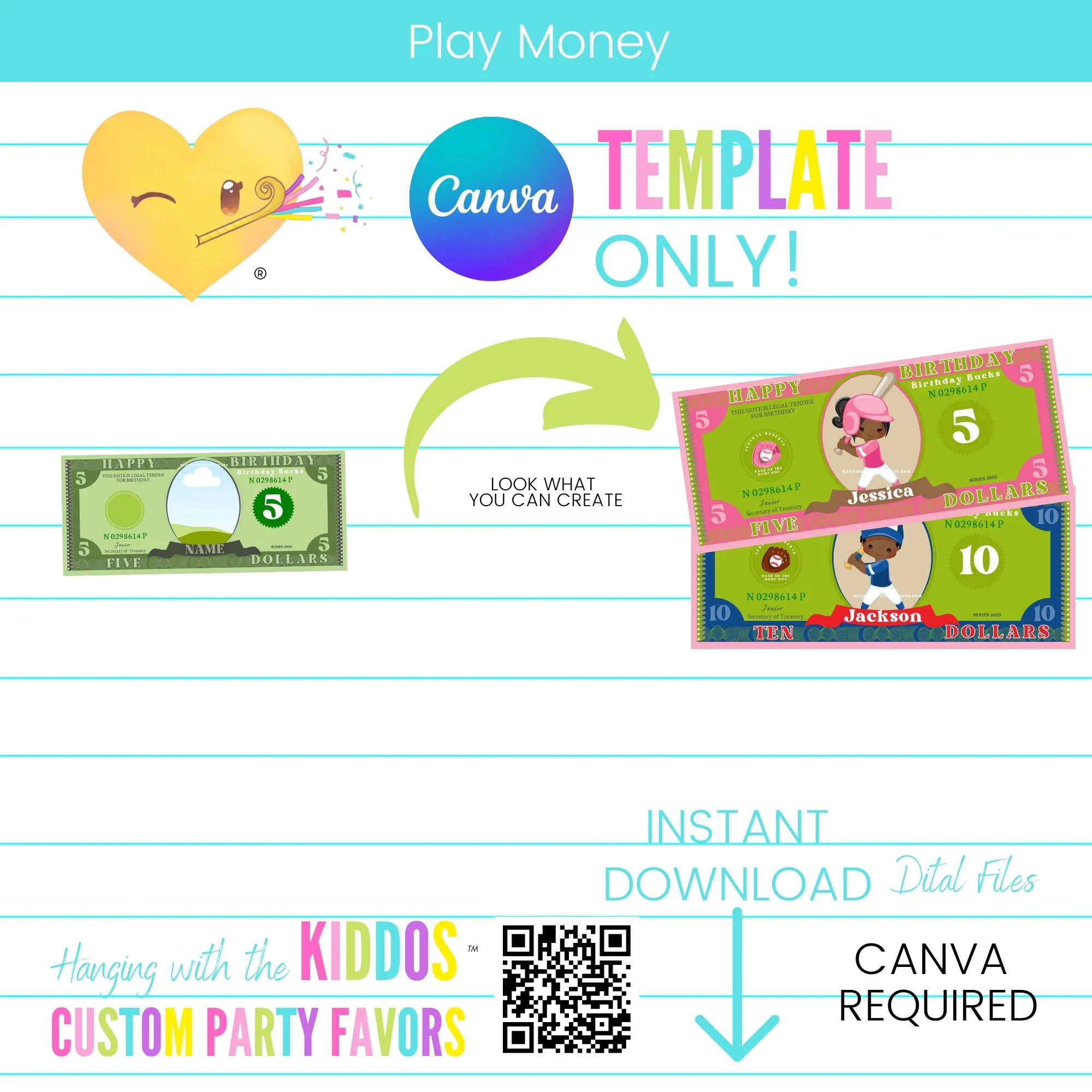 Customizable Play Money Template