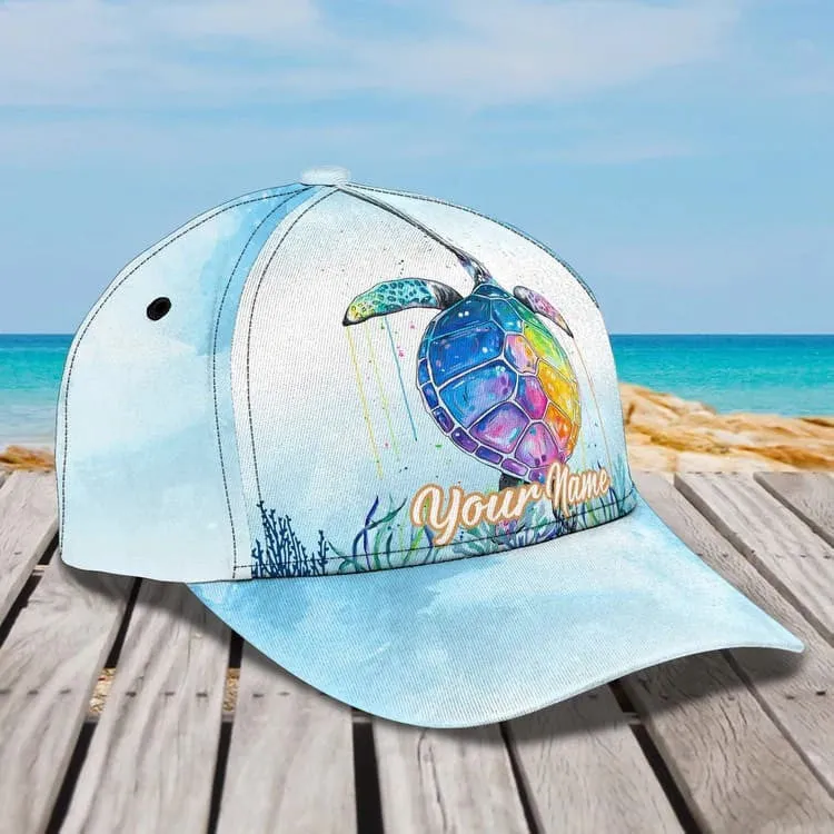 Customized Turtle Art Summer 3D Baseball Cap, Turtle Hat for Husband and Wife