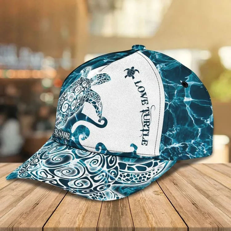 Customized Turtle Art Summer 3D Baseball Cap, Turtle Hat for Husband and Wife