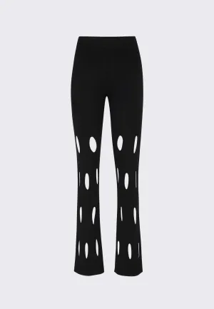 Cut-Out Knit Pants - black