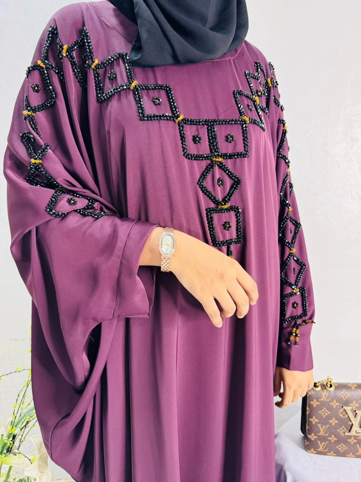 Cutdana Work Abaya Design 8