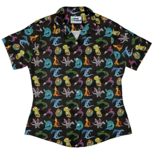 Cute Baby Dragons Curvy Button Up Shirt