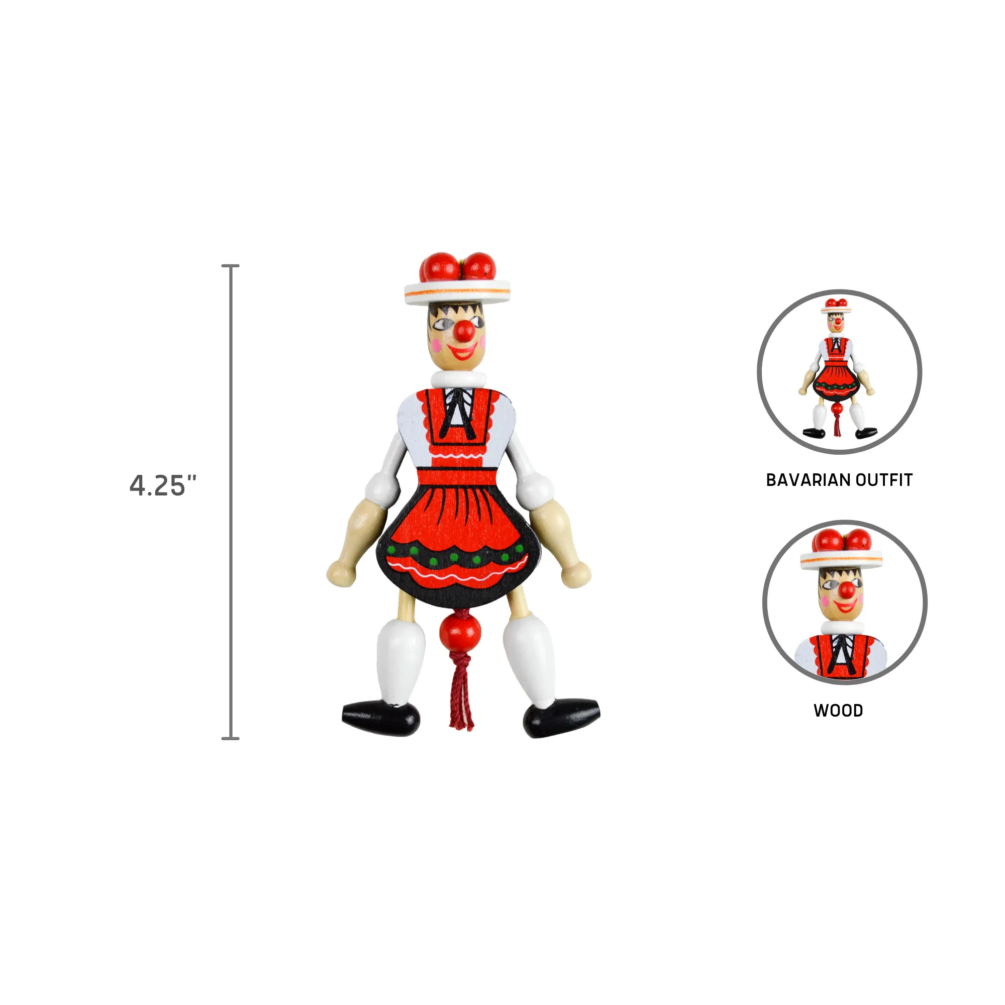 Cute Bavarian Girl Wood Jumping Jack Toy