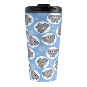 Cute Blue Elephant Pattern Travel Mug