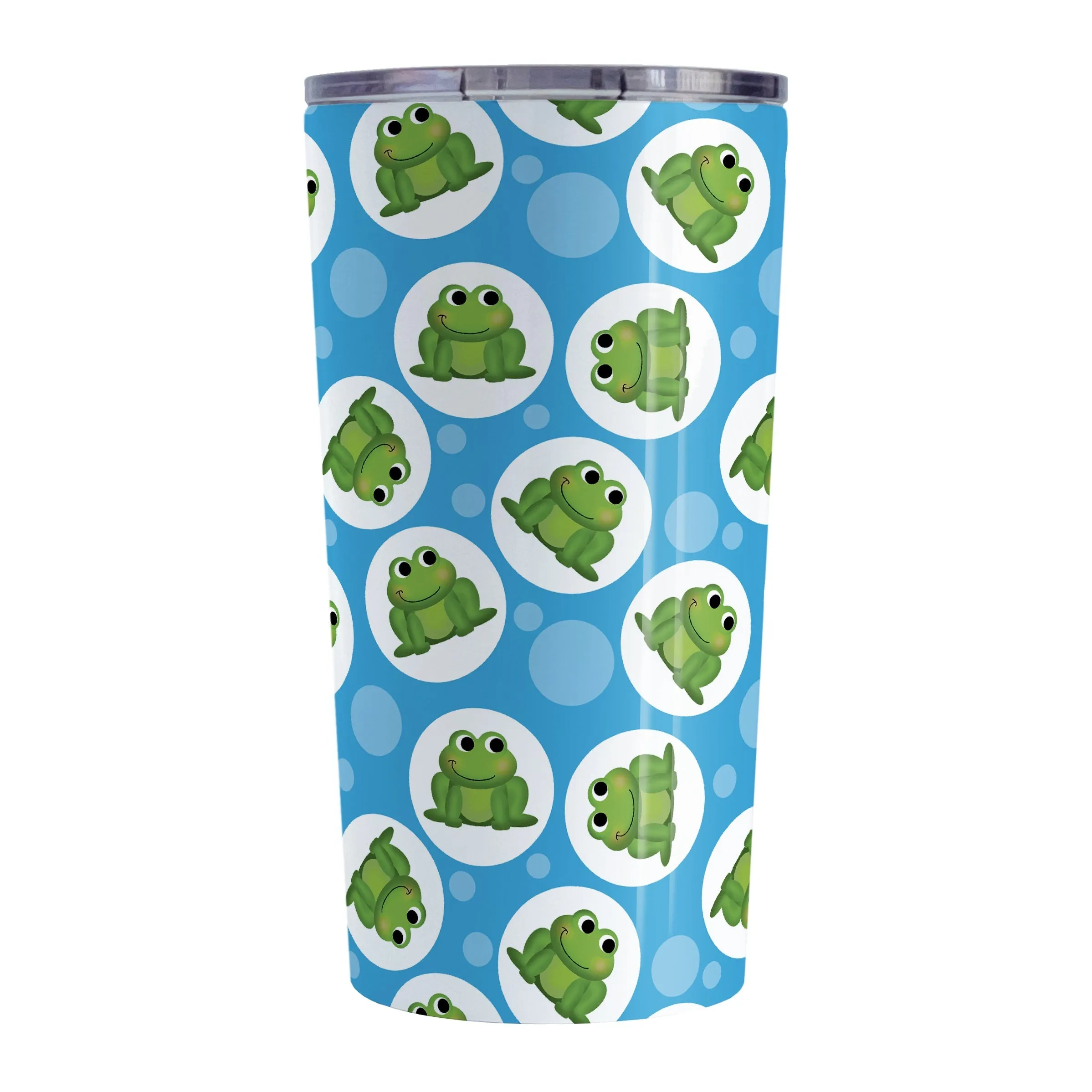 Cute Blue Frog Pattern Tumbler Cup