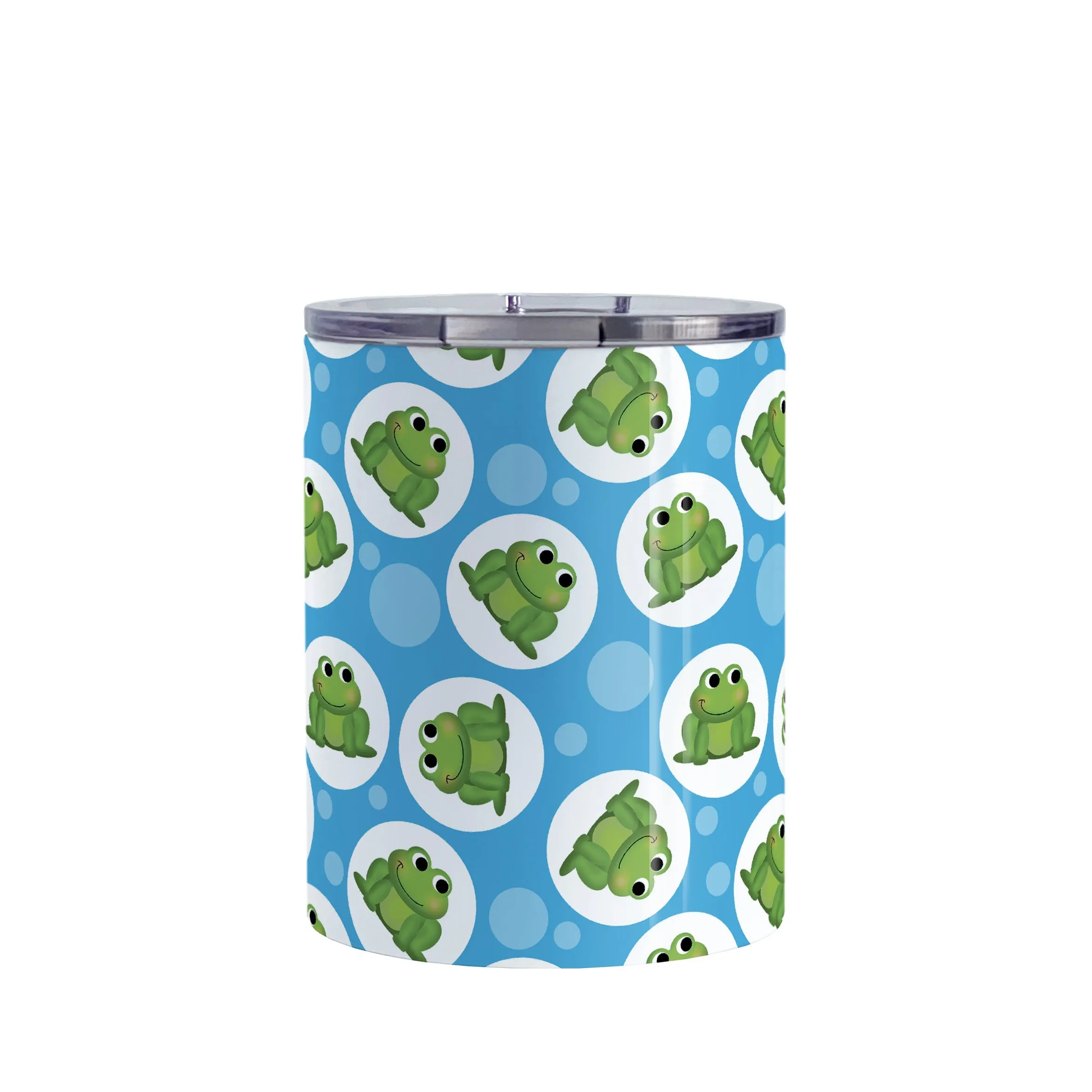 Cute Blue Frog Pattern Tumbler Cup