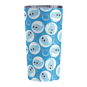 Cute Blue Narwhal Bubble Pattern Tumbler Cup