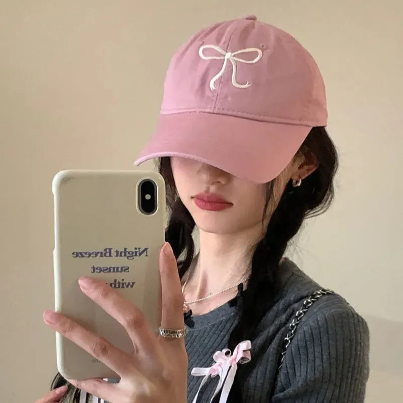 Cute Bow Pink / Denim Baseball Cap