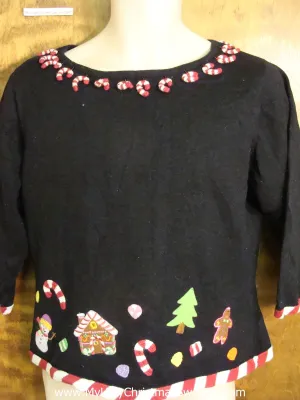 Cute Candy Cante Trimmed Holiday Sweater