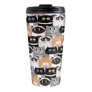 Cute Cat Stack Pattern Travel Mug