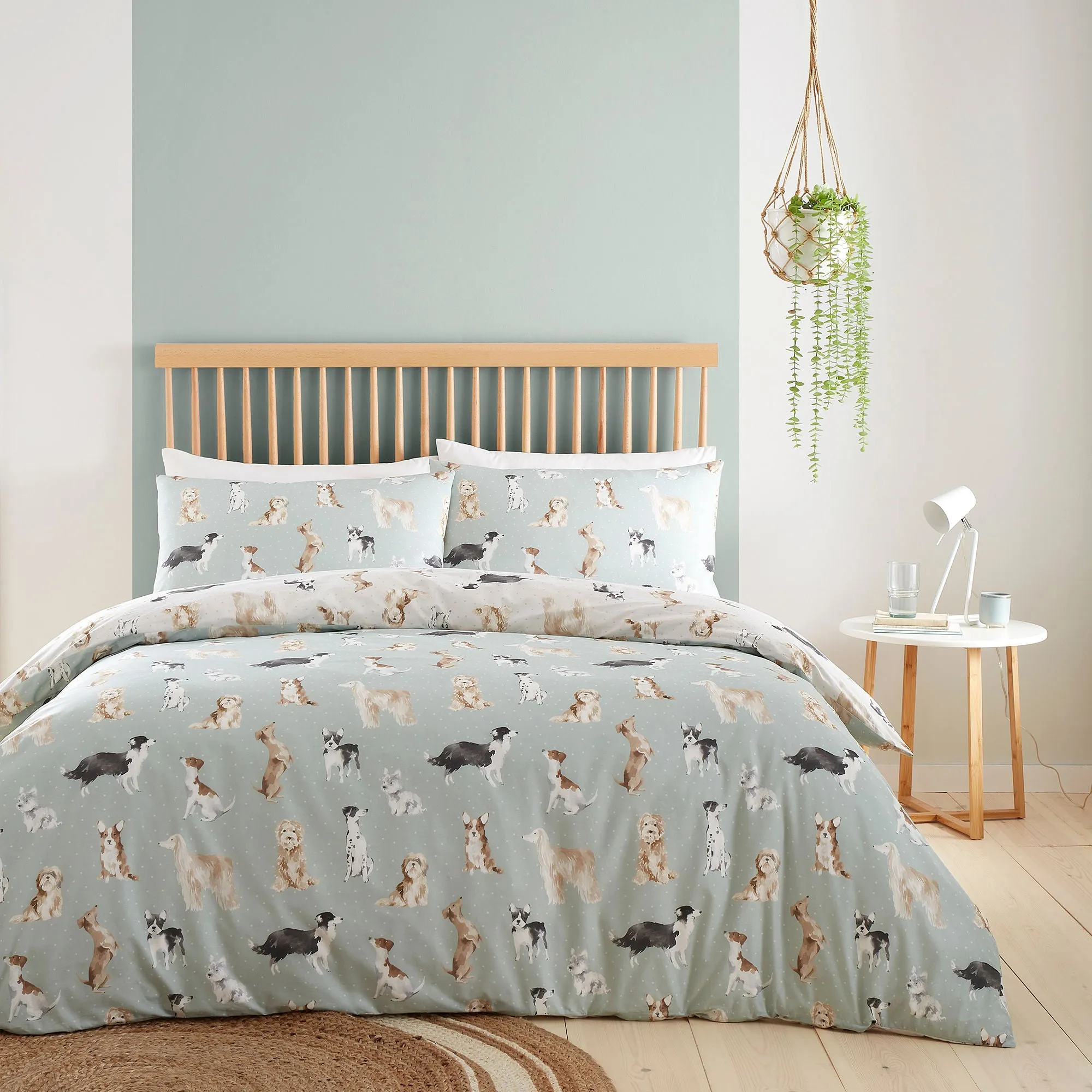 Cute Dogs Duvet Cover Set by Fusion in Duck Egg