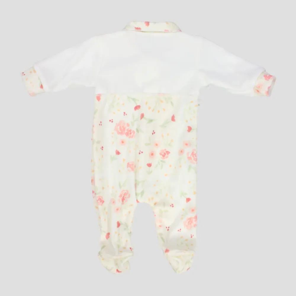 Cute Floral Long-Sleeved Baby Footie