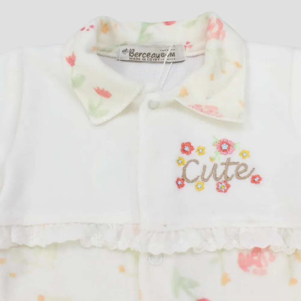 Cute Floral Long-Sleeved Baby Footie