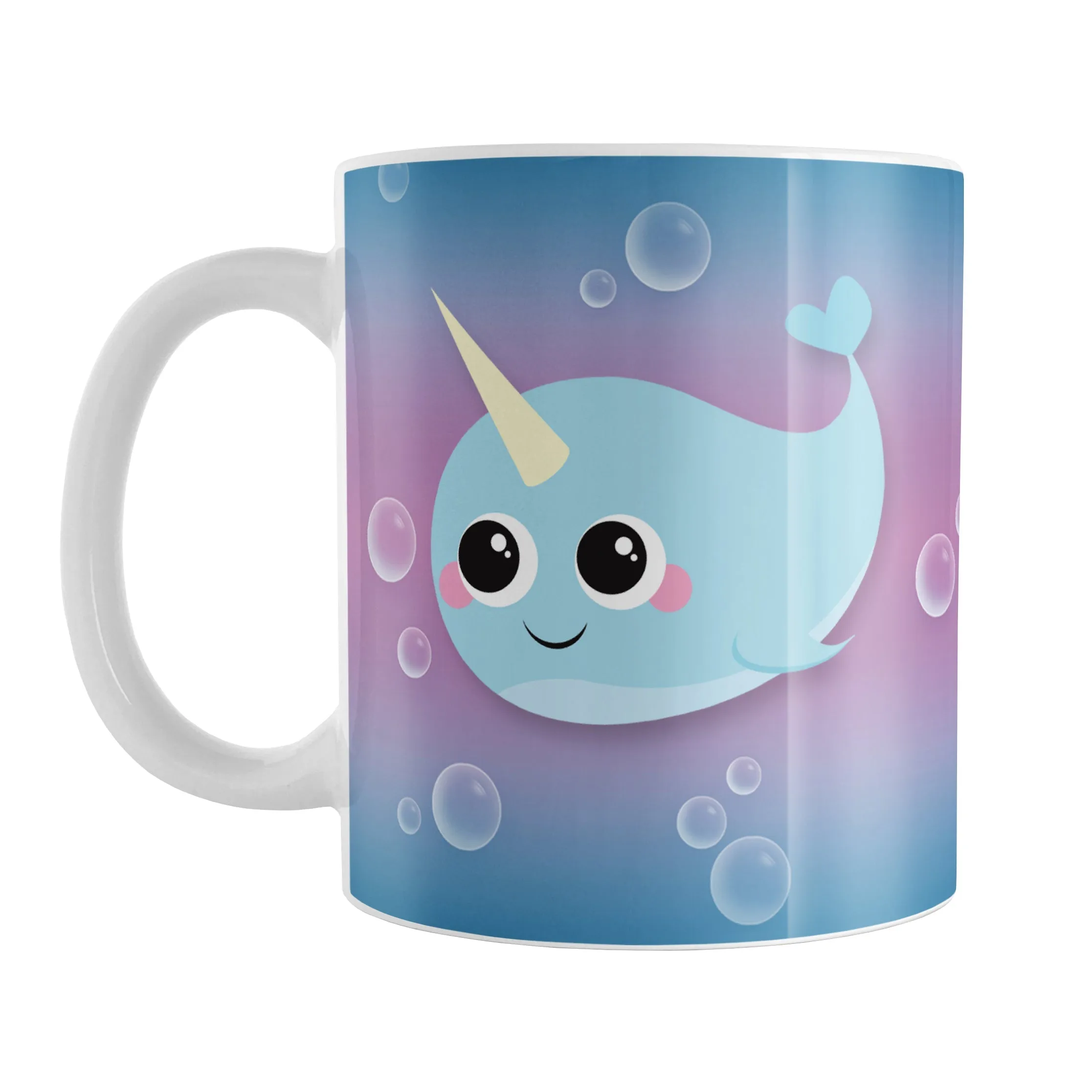 Cute Happy Narwhal with Bubbles Mug