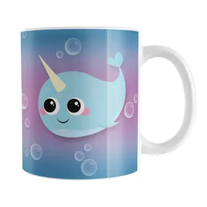 Cute Happy Narwhal with Bubbles Mug