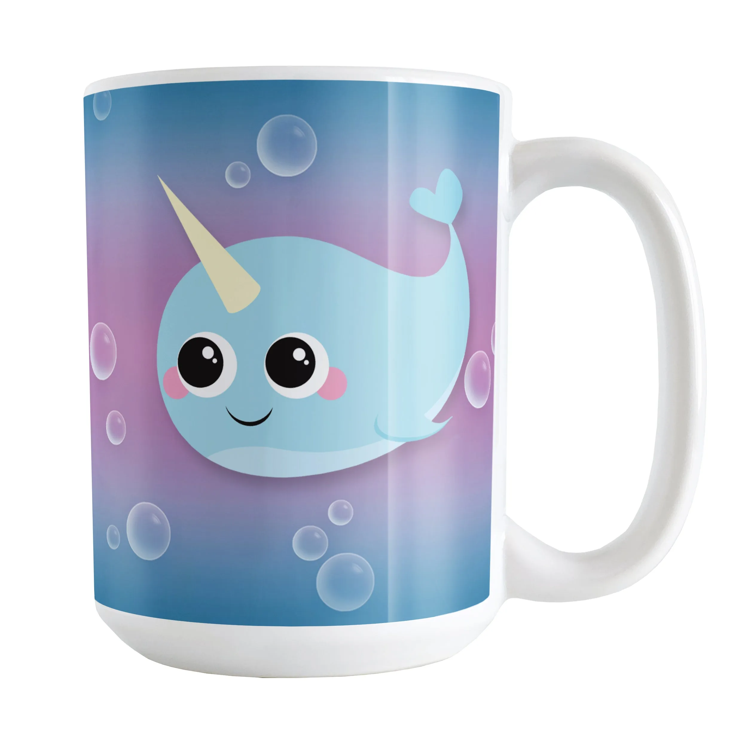 Cute Happy Narwhal with Bubbles Mug