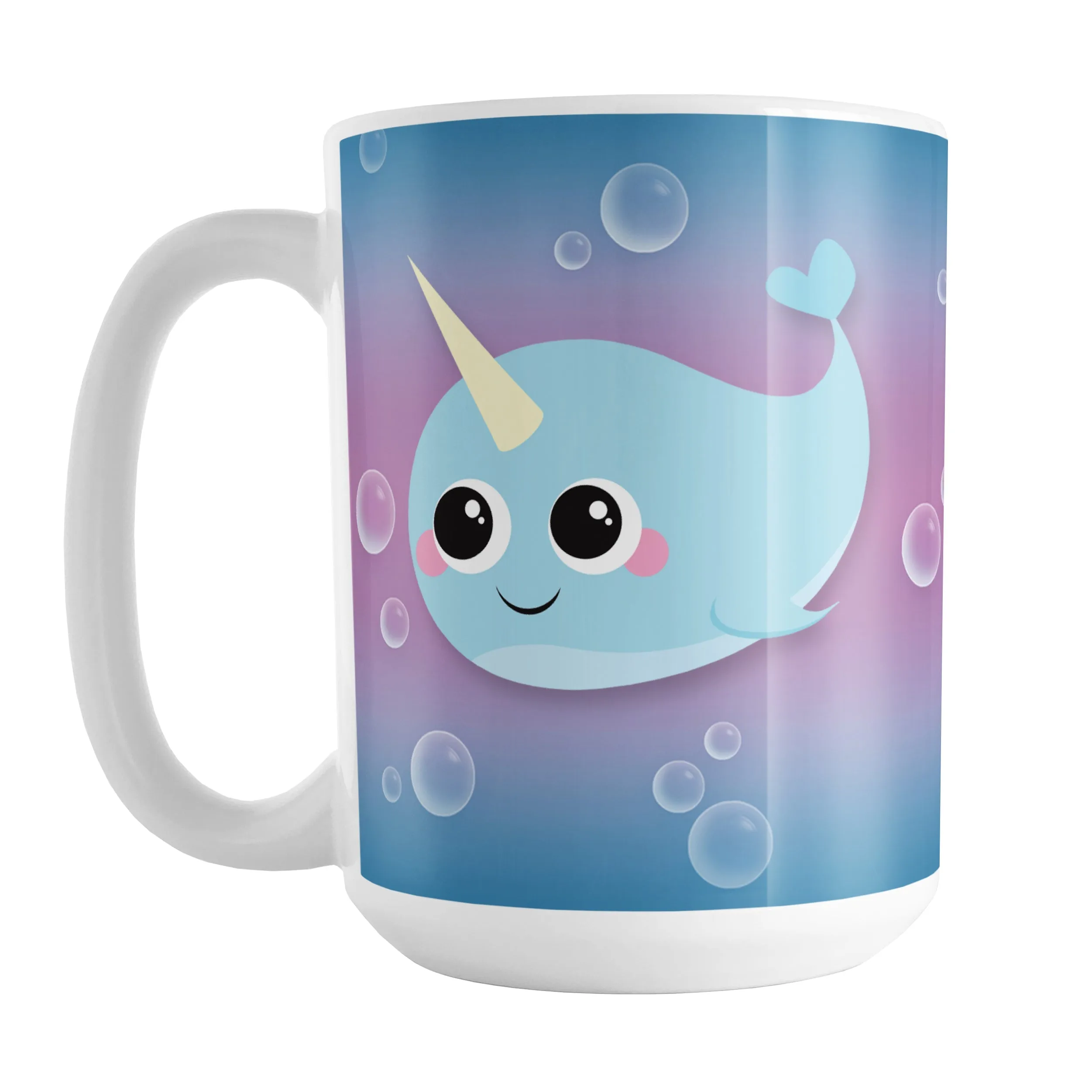 Cute Happy Narwhal with Bubbles Mug