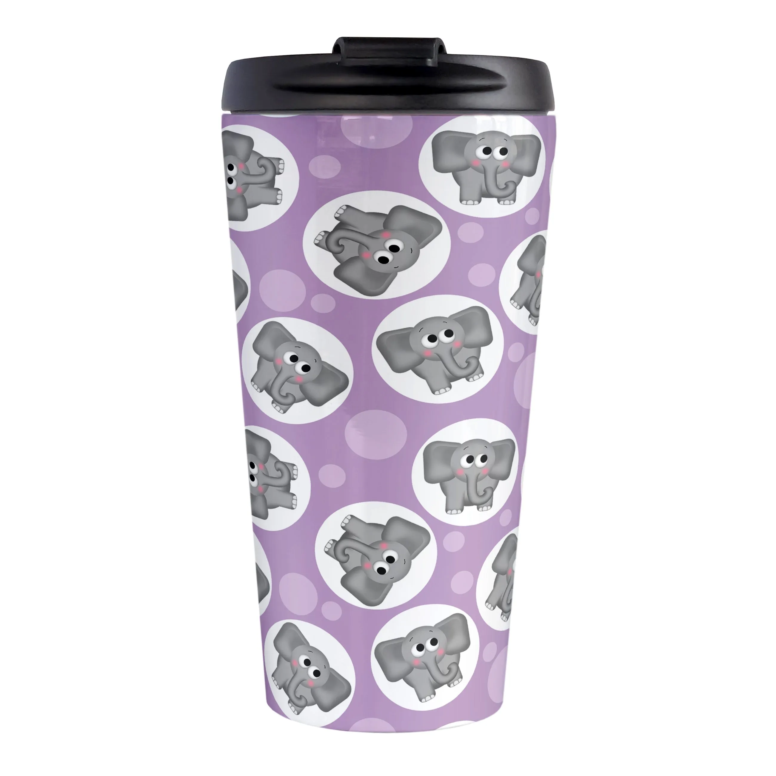 Cute Purple Elephant Pattern Travel Mug