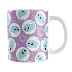 Cute Purple Narwhal Bubble Pattern Mug