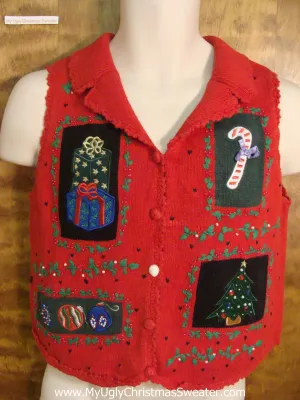 Cute Red Cheesy Christmas Sweater Vest