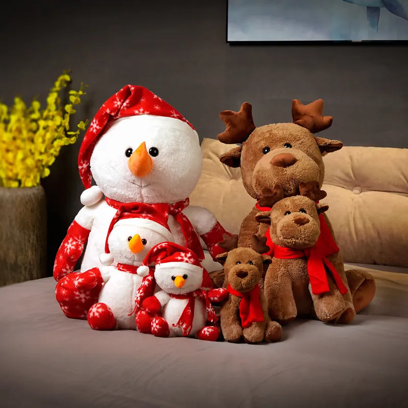 Cute Snowman and Rudolf Plushie