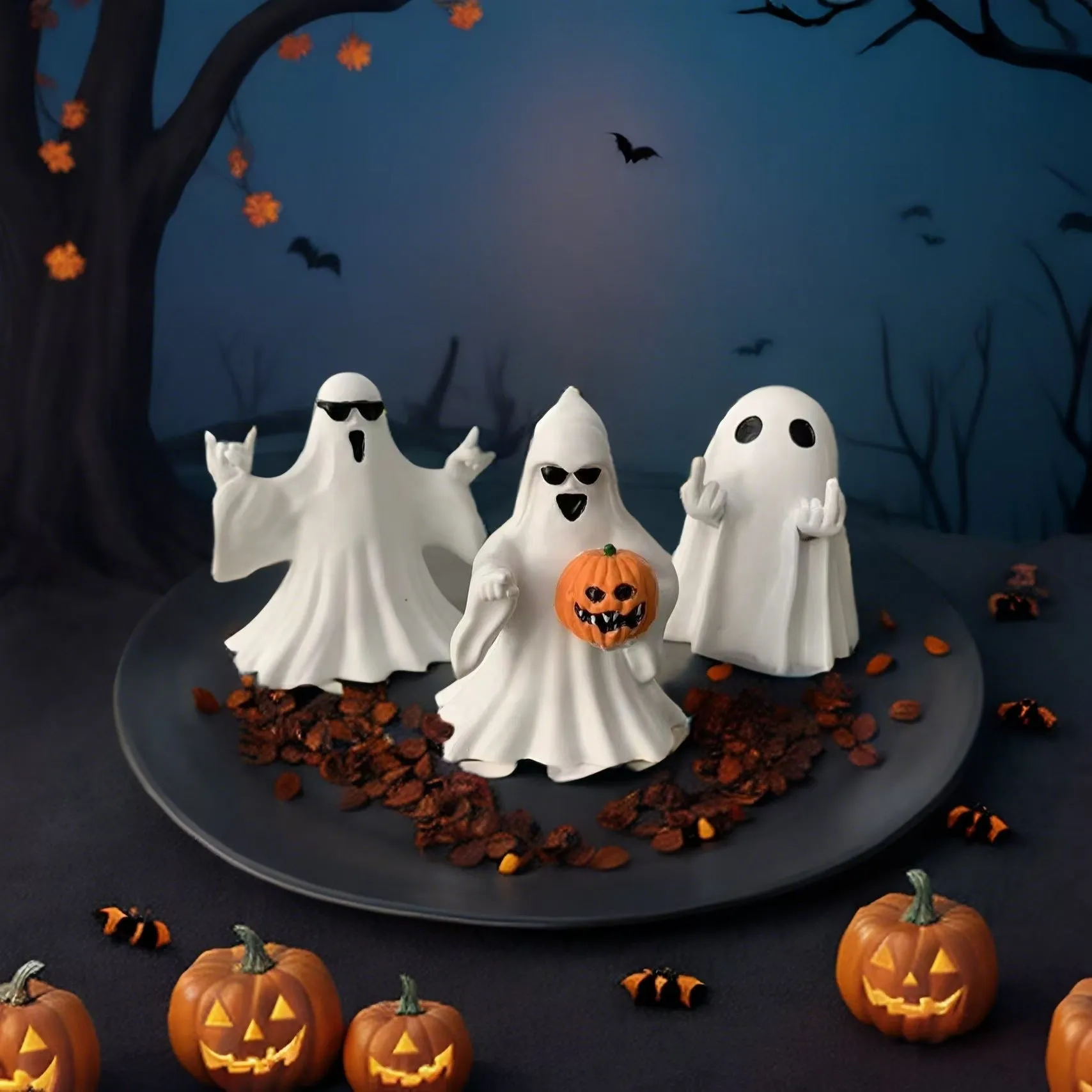 Cute Spooky Ghost Figurines for Halloween Home Decor