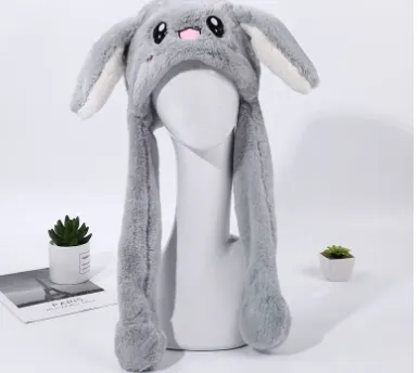 Cute Toy That Will Move When The Airbag Is Pinched Cotton Hat Bunny