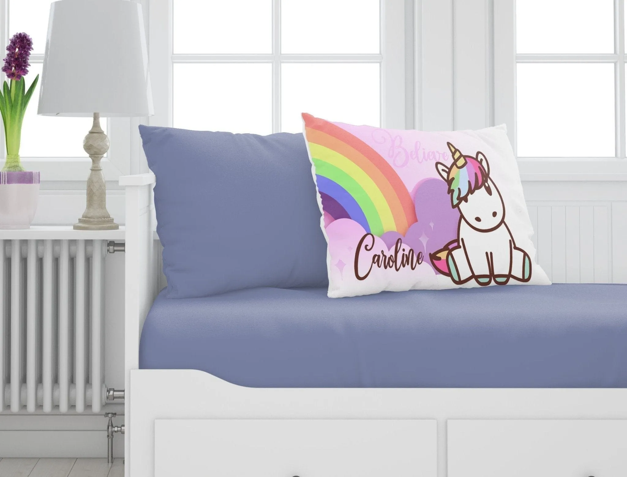 Cute Unicorn Pillow Case Personalized for Birthday or Christmas gift idea for Girl Kids Room Party Decor Unicorn Bedding Magical Customized