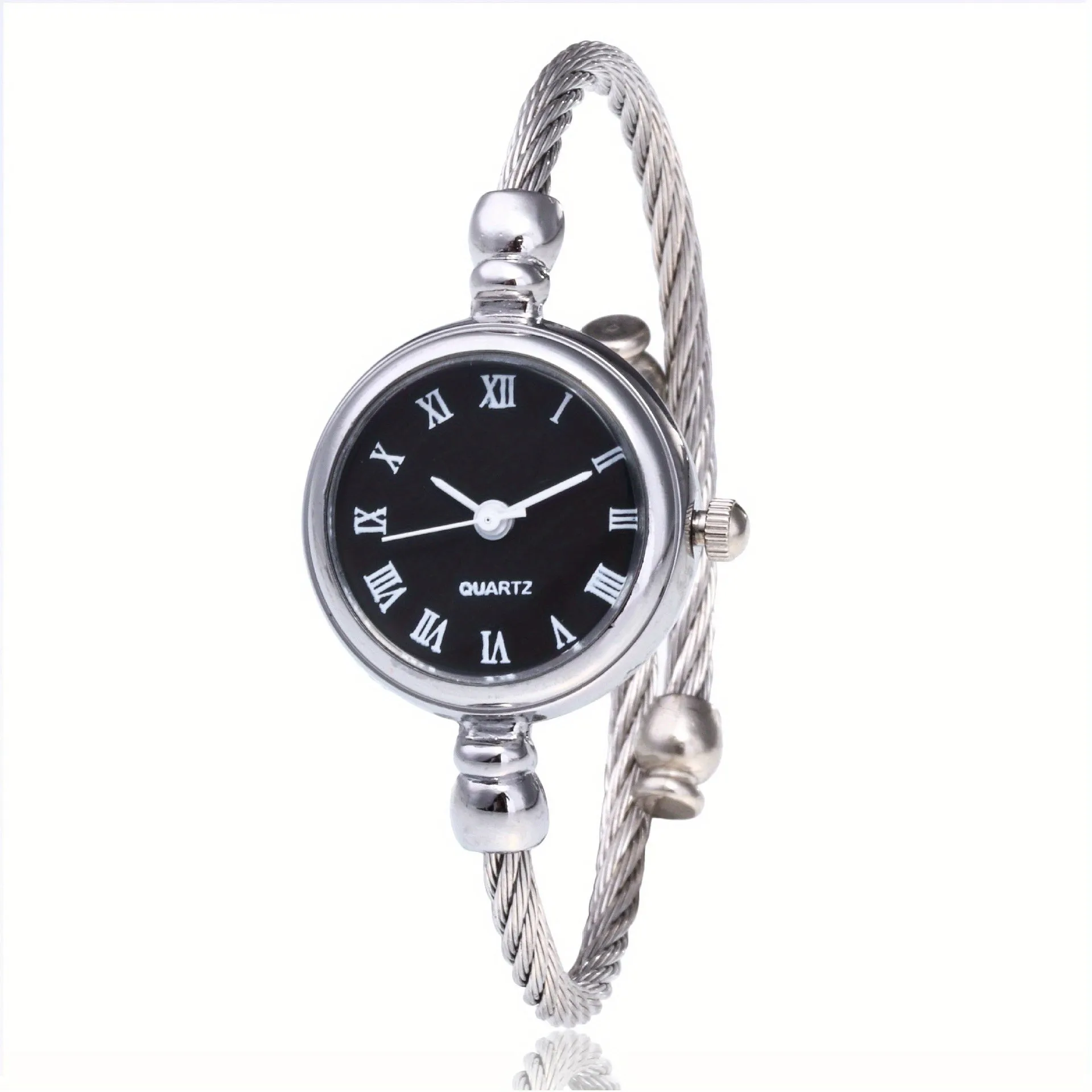 Cute Vintage Round Bangle Watch for Women