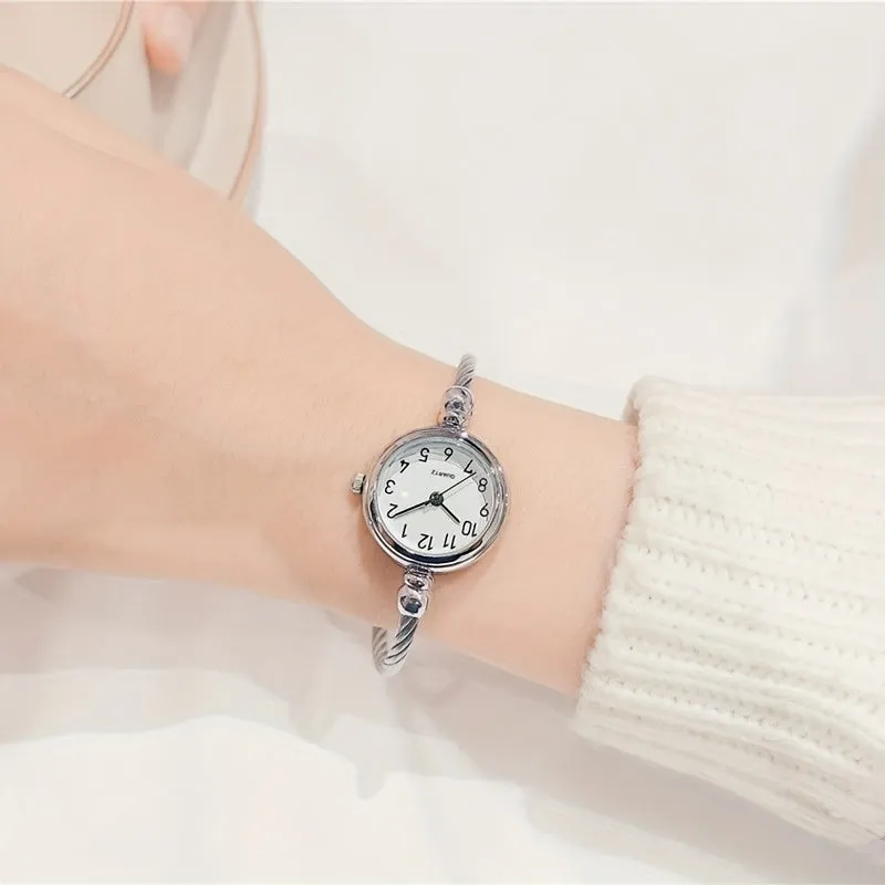 Cute Vintage Round Bangle Watch for Women