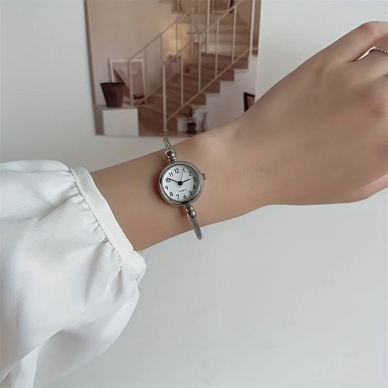 Cute Vintage Round Bangle Watch for Women