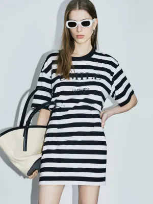 Cutout Waist Striped Dress