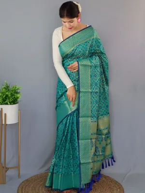 Cyan Blue Saree in Rajkoti Patola Silk