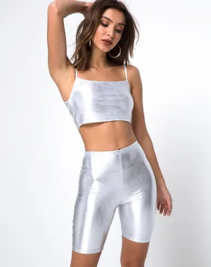 Cycle Short in Spandex Silver