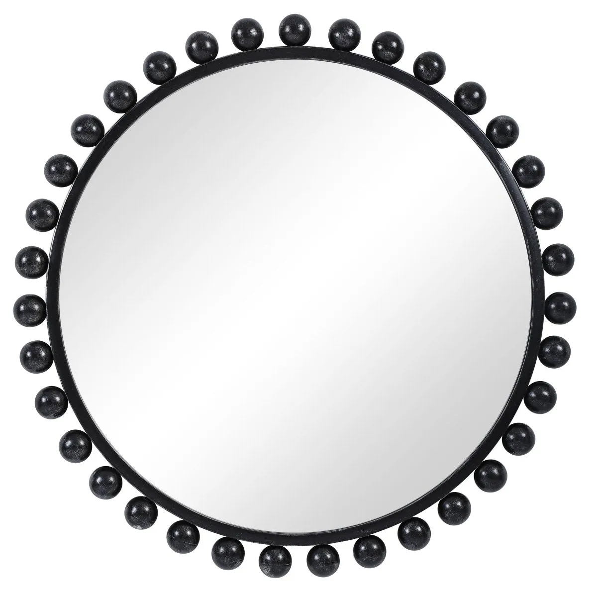 Cyra Black Round Mirror