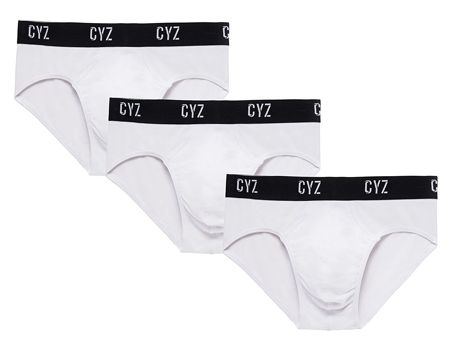 CYZ Men's 3-PK Cotton Stretch Hip Briefs for Men Pack of 3