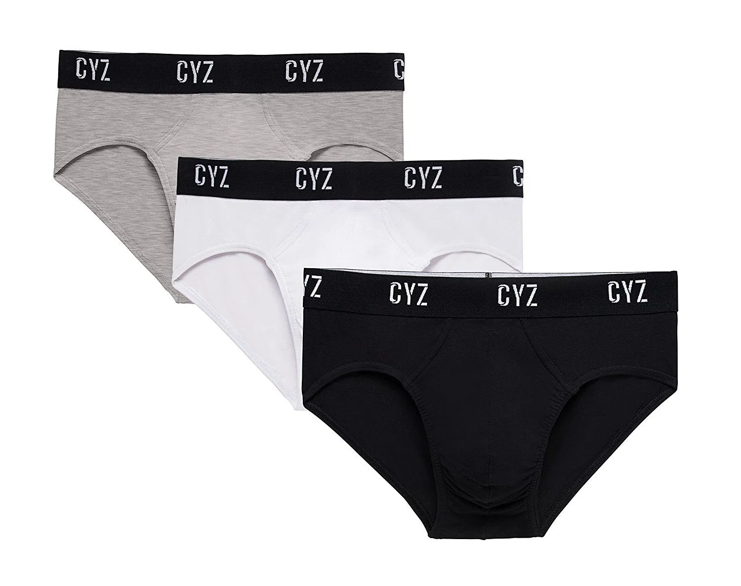 CYZ Men's 3-PK Cotton Stretch Hip Briefs for Men Pack of 3