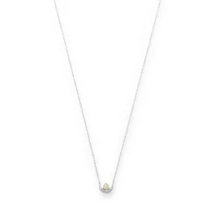 CZ Crescent and Synthetic Opal Necklace