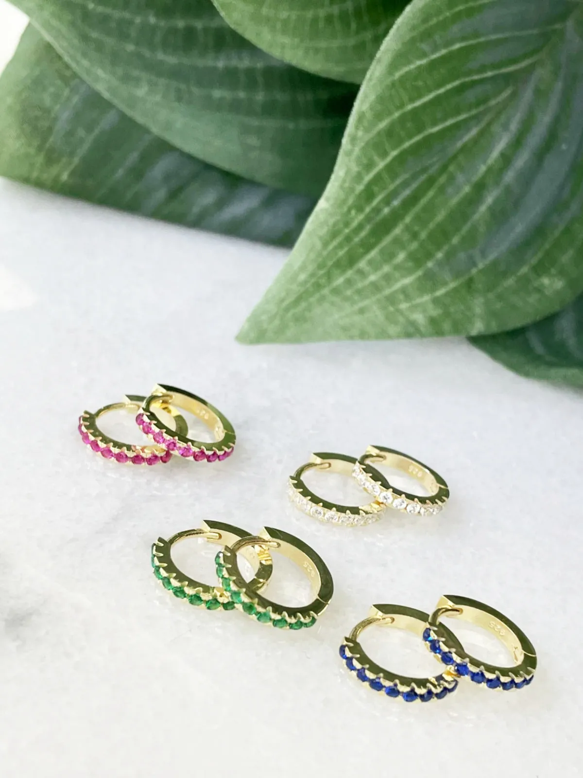 CZ Crystal Huggie Hoops