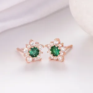 CZ Rose Gold Plated 925 Sterling Silver Earrings