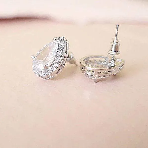 CZ Teardrop Studs, Seda